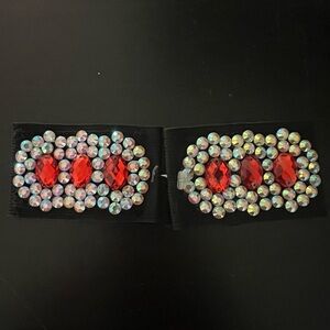 Elegant Red and Silver Crystal Dance Buckles